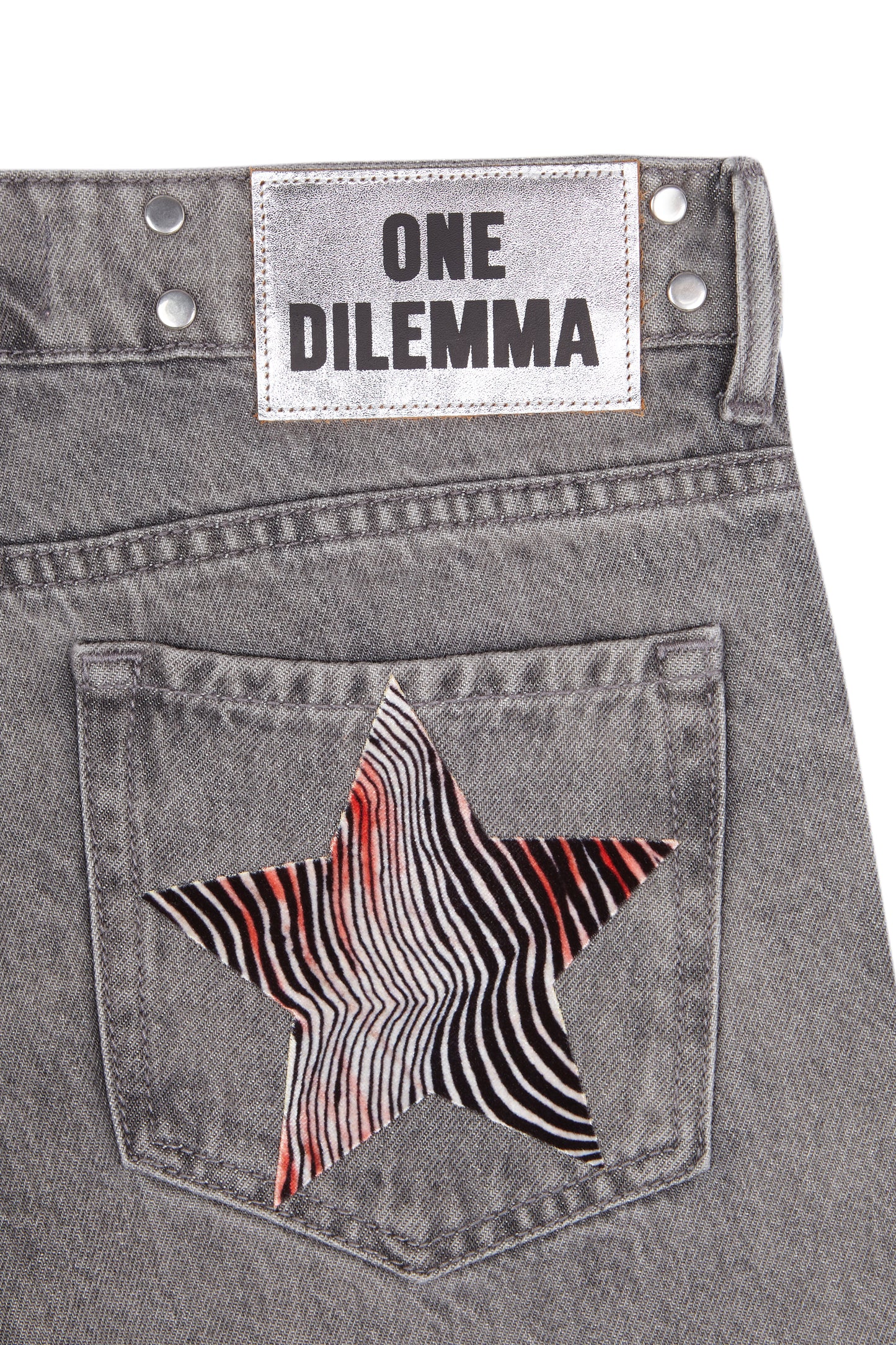 GREY JEANS ZEBRA STAR