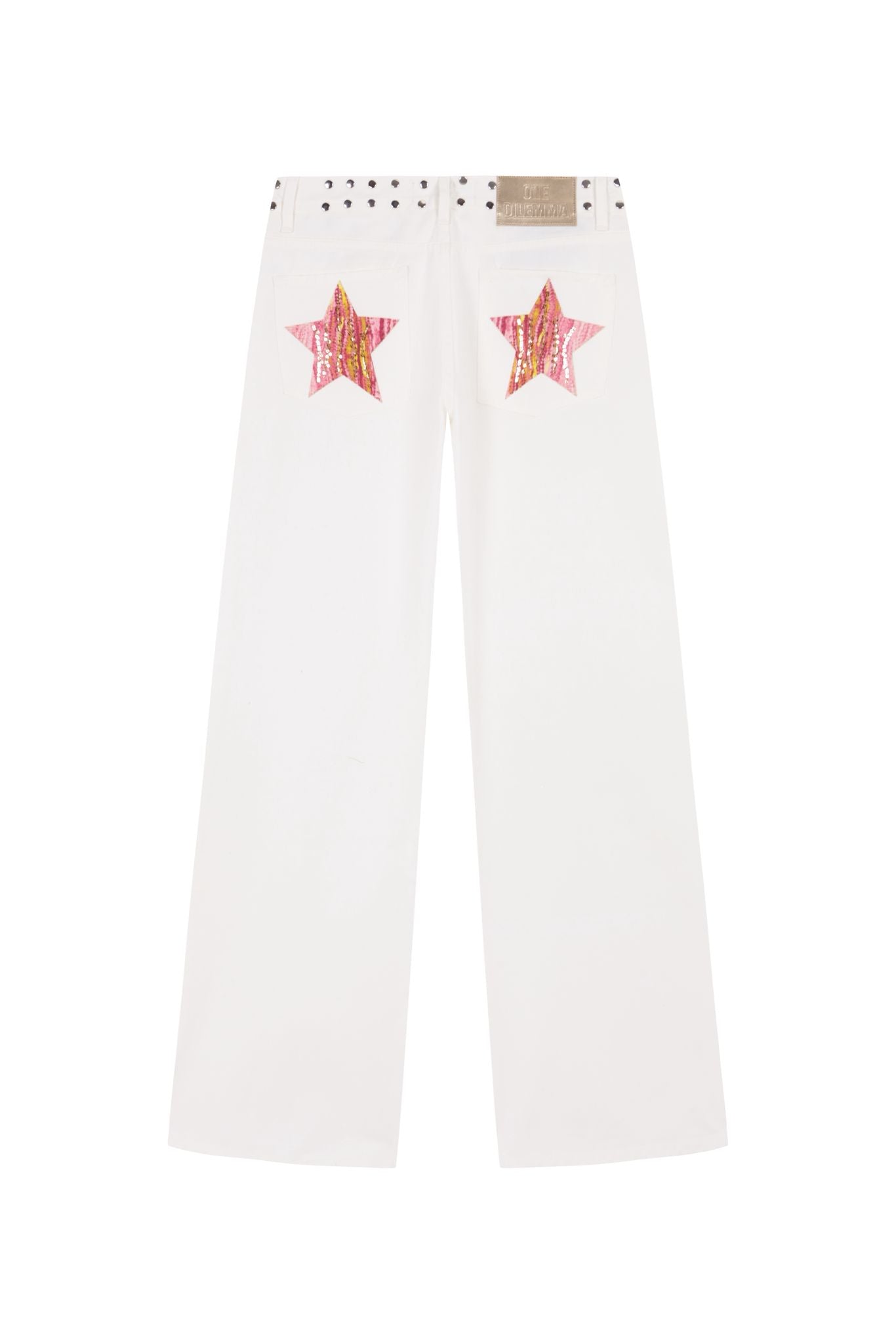 WHITE JEANS PINK PRINT