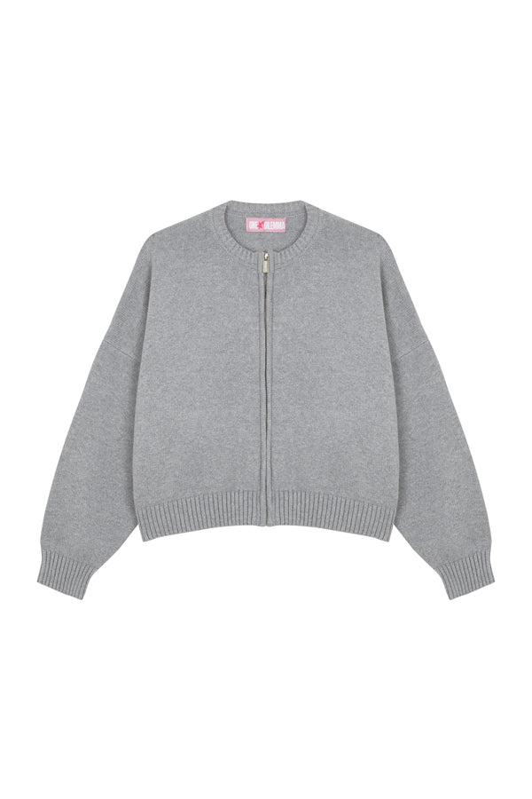 GREY SHINY CARDIGAN