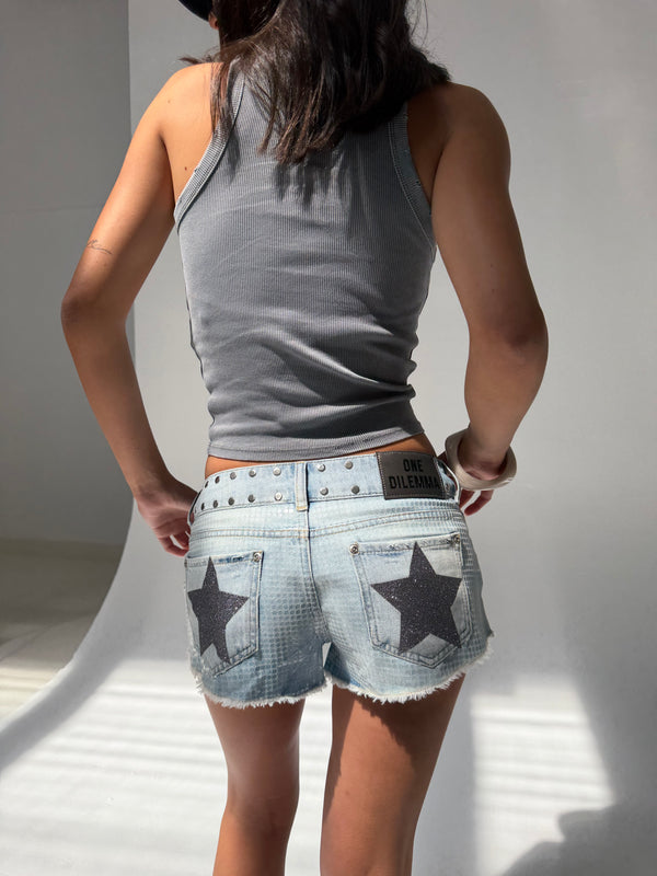 TRANSPARENT SEQUIN MINI SHORT