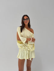 YELLOW BACKLESS MINI DRESS
