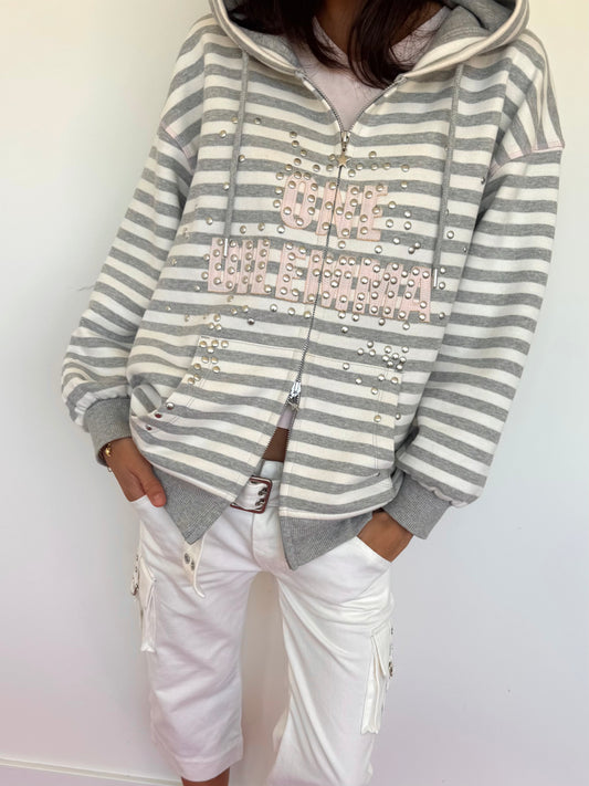 STUDDED ZIPPER HOODIE