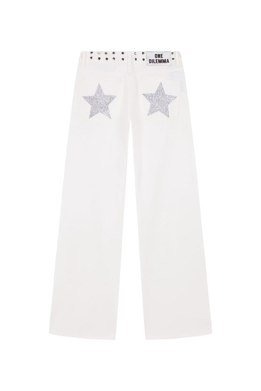 WHITE JEANS SHINY STAR