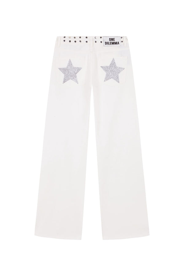 WHITE JEANS SHINY STAR