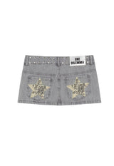 Mini-skirt silver sequins stars
