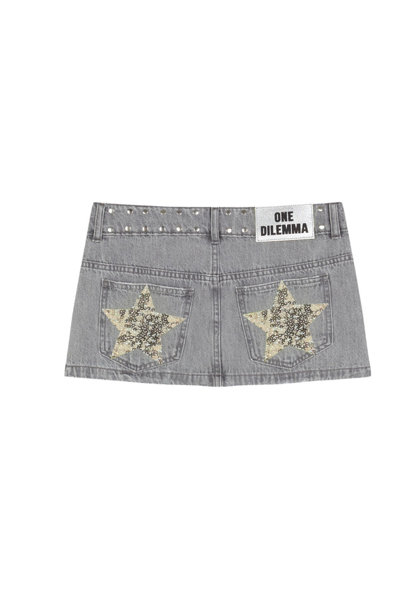 Mini-skirt silver sequins stars