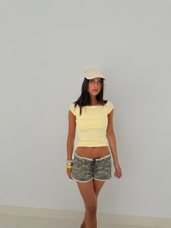 CAMO LACE-UP MINI SHORT