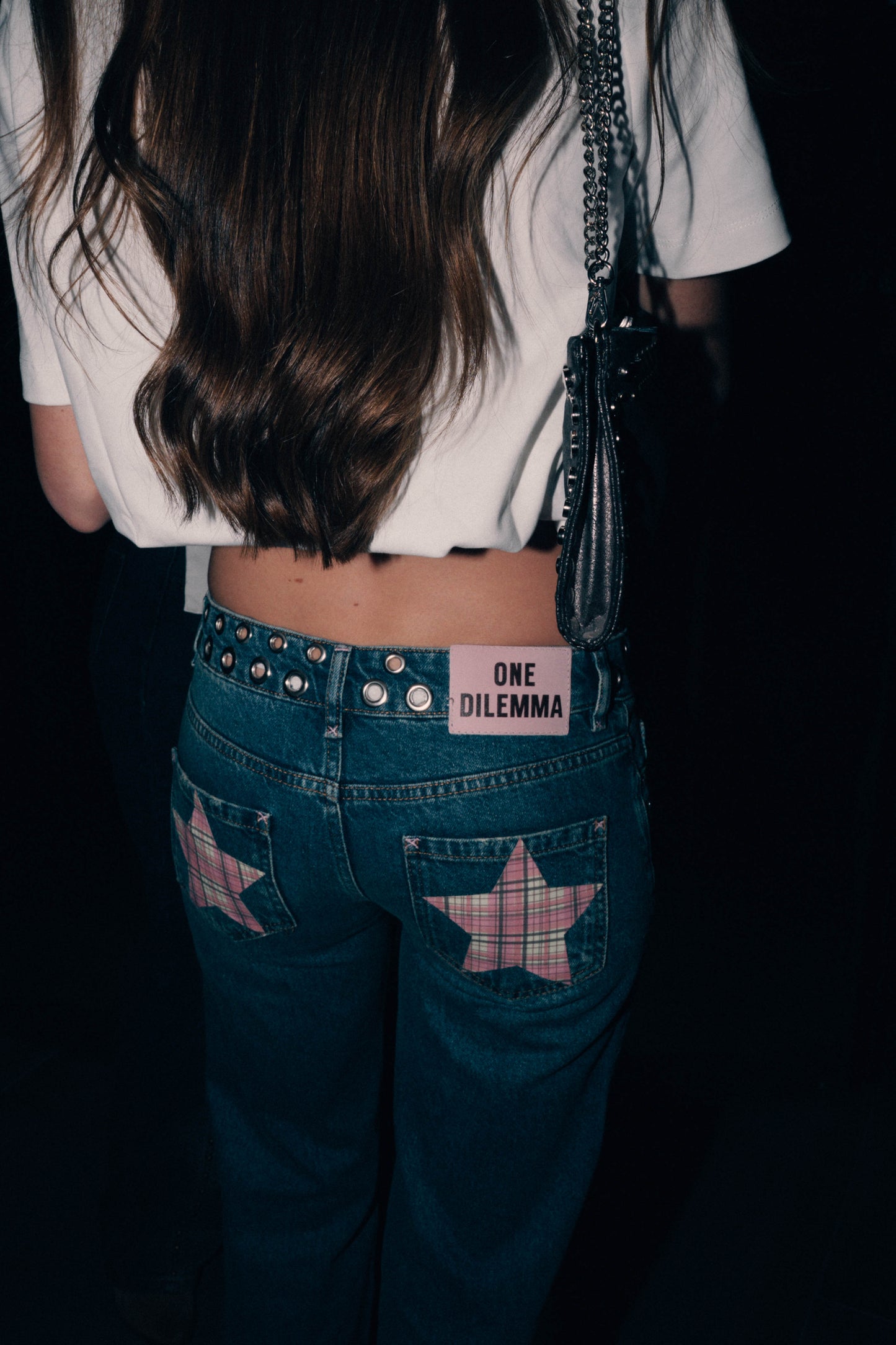 JEANS STRAIGHT HOLE STUDS