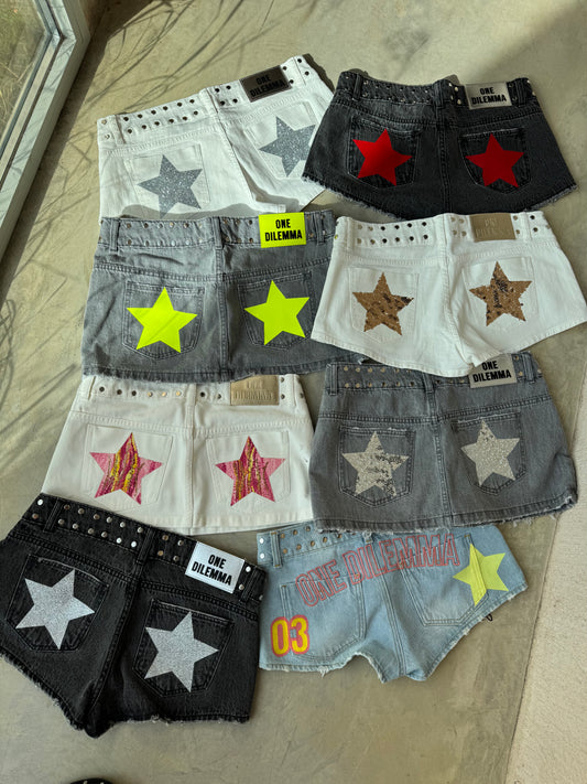 Mini-skirt pink print stars
