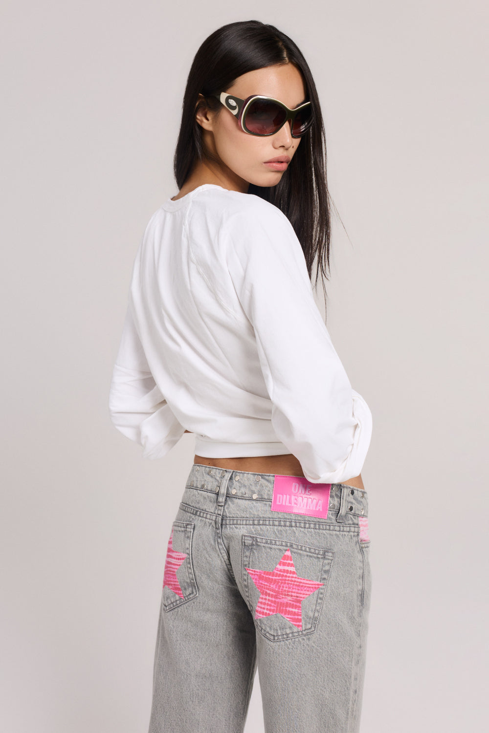 Faded Pink Star Jeans