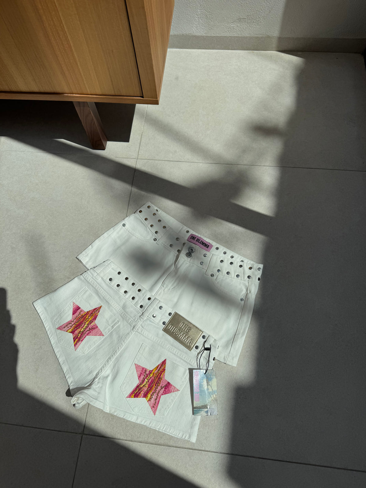 Mini-short pink print stars