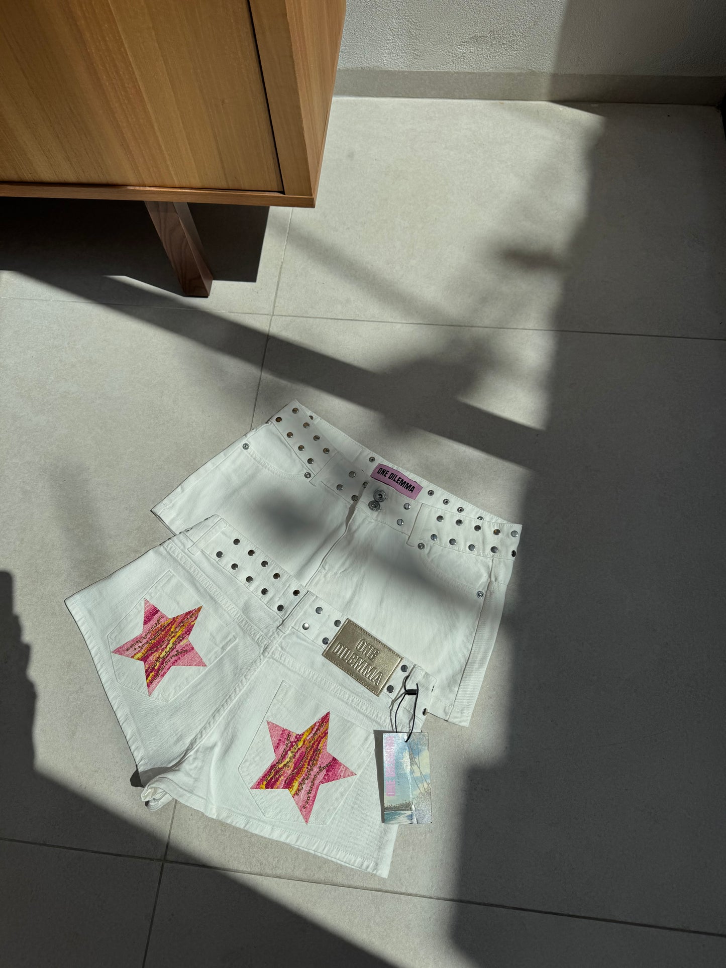 Mini-short pink print stars