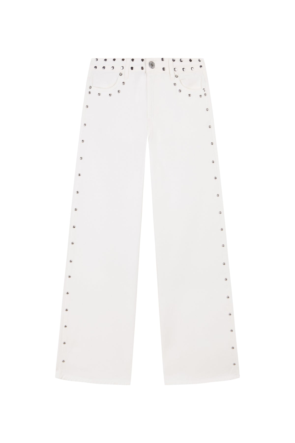 WHITE JEANS BLACK BEADS STAR