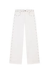 WHITE JEANS BLACK BEADS STAR