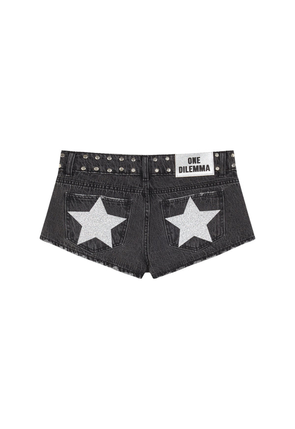 Mini-short black shiny stars