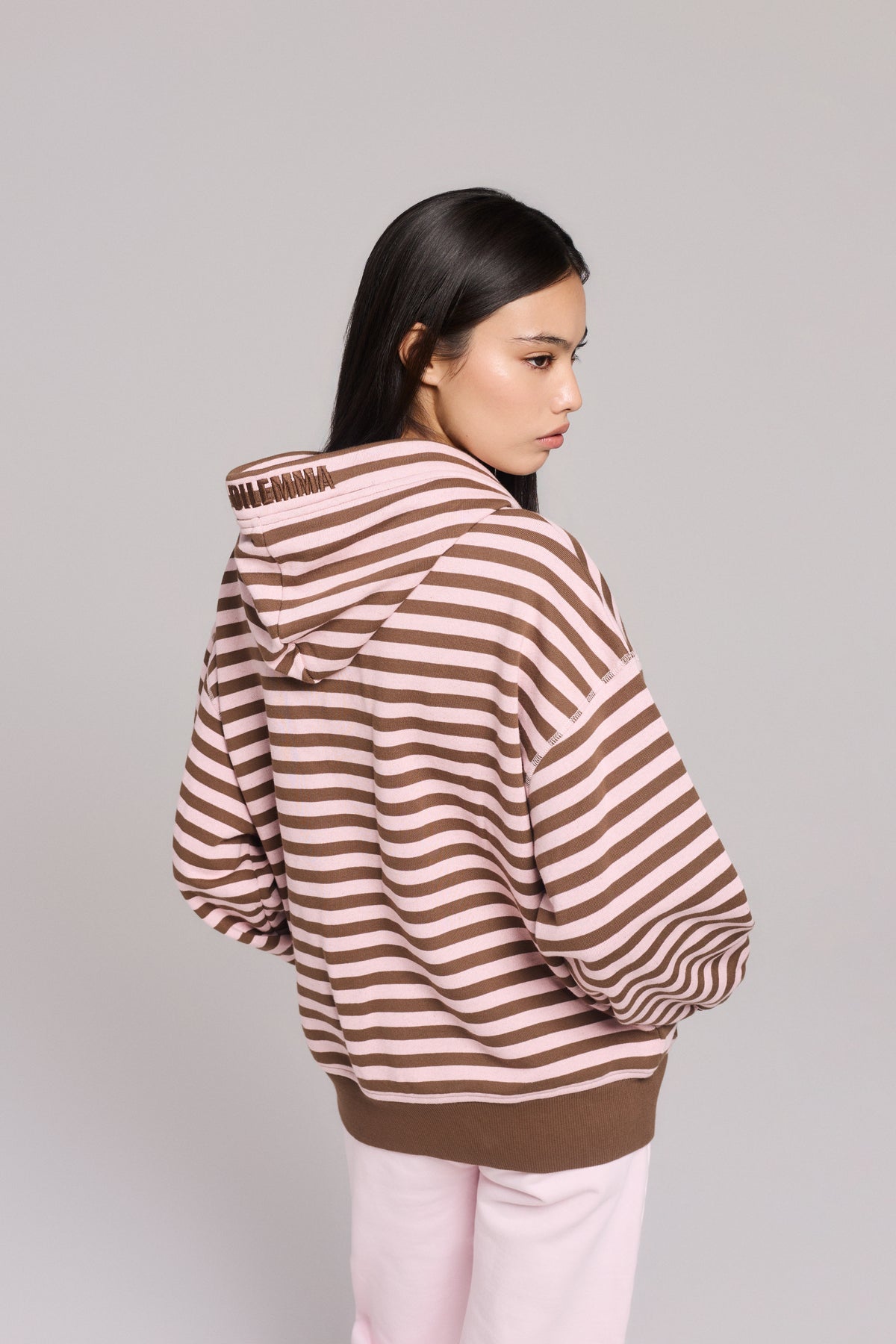 Chaos Brown Striped Zipper Hoodie