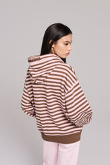 Chaos Brown Striped Zipper Hoodie