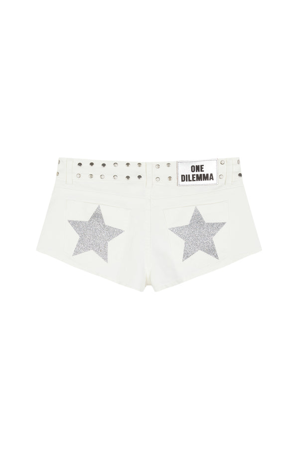 Mini-short white shiny stars