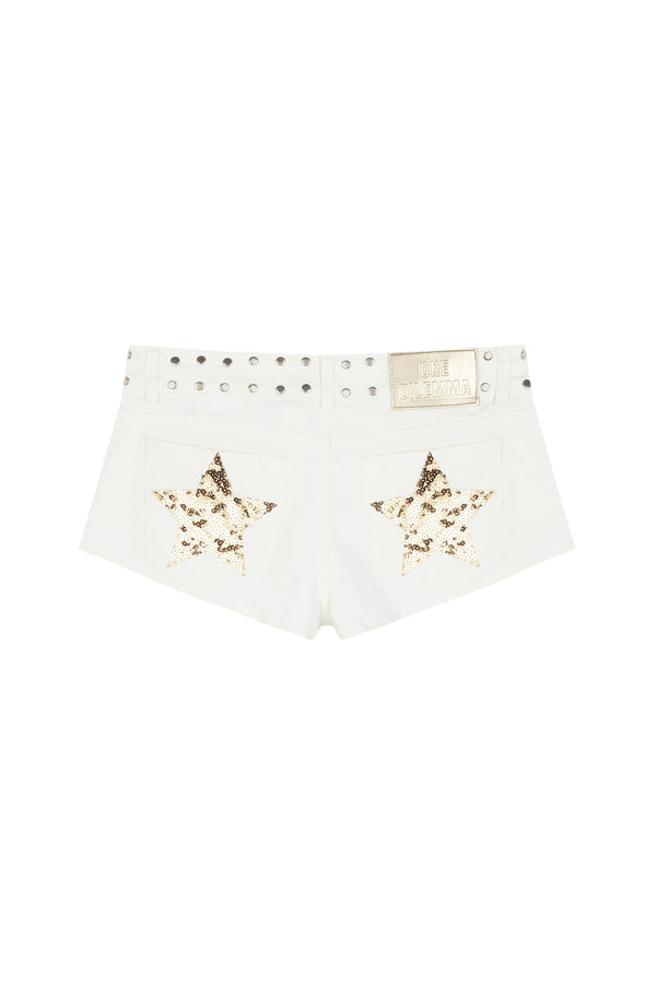 Mini-short white gold stars