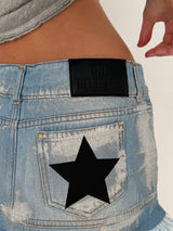 BLUE MINI SKIRT BLACK STAR