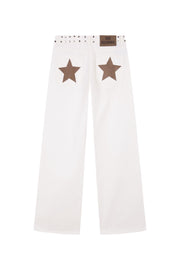 WHITE JEANS BROWN STAR