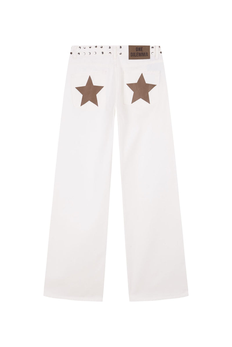 WHITE JEANS BROWN STAR