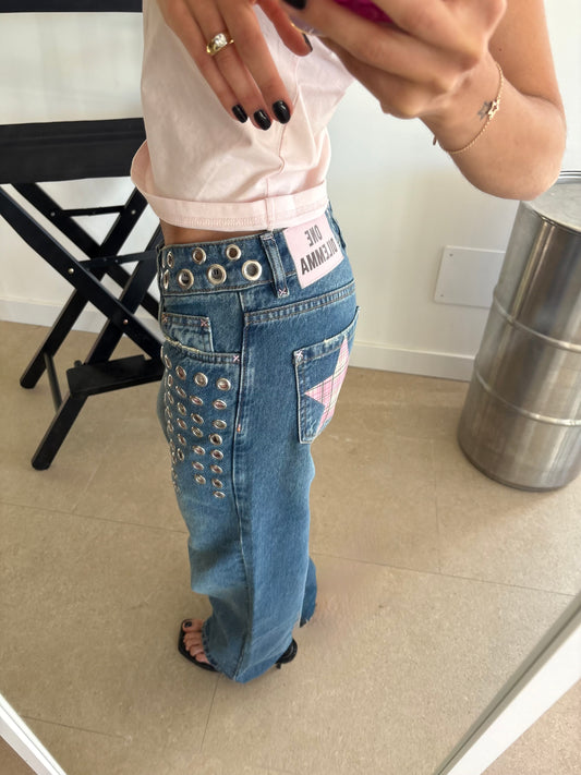 JEANS STRAIGHT HOLE STUDS