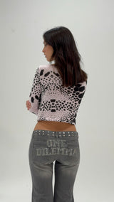 SHINY OD FLARED GREY JEANS