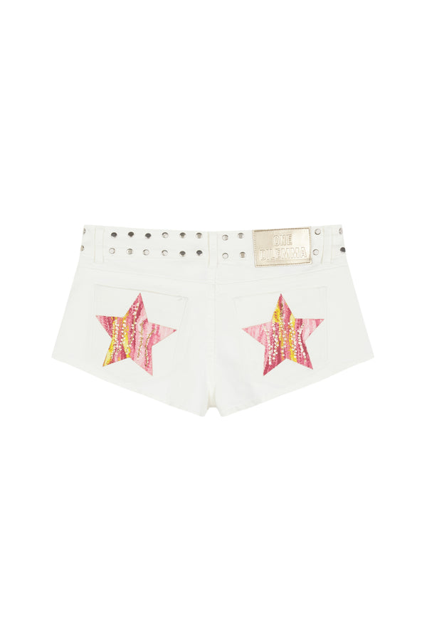 Mini-short pink print stars