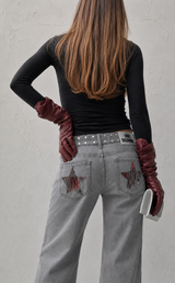 GREY JEANS ZEBRA STAR
