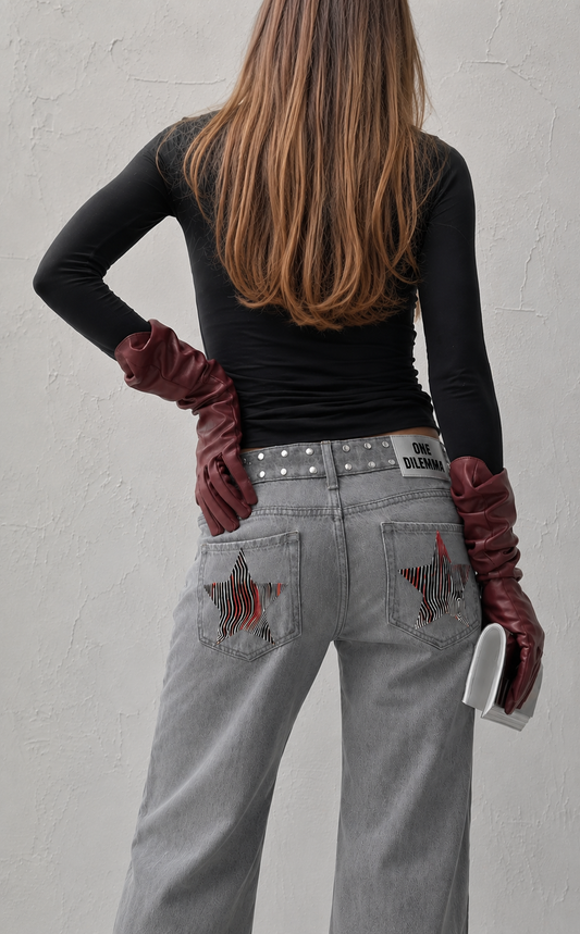GREY JEANS ZEBRA STAR