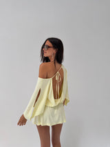 YELLOW BACKLESS MINI DRESS