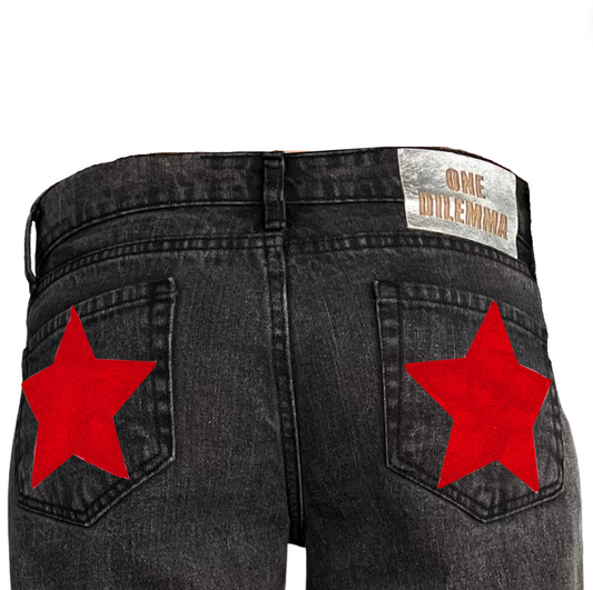 Black jeans red star
