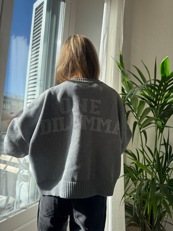 GREY SHINY CARDIGAN