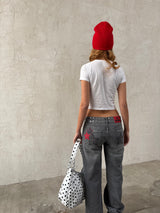 GREY JEANS MULTI-RED STAR