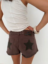 BROWN LACES MINI SHORTS