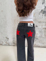 BLACK JEANS RED STAR