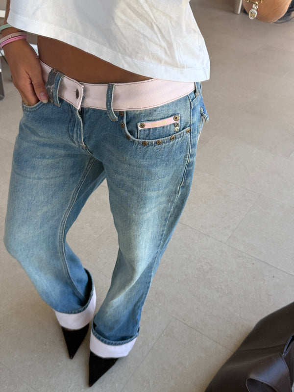 Pink Cuff Jeans