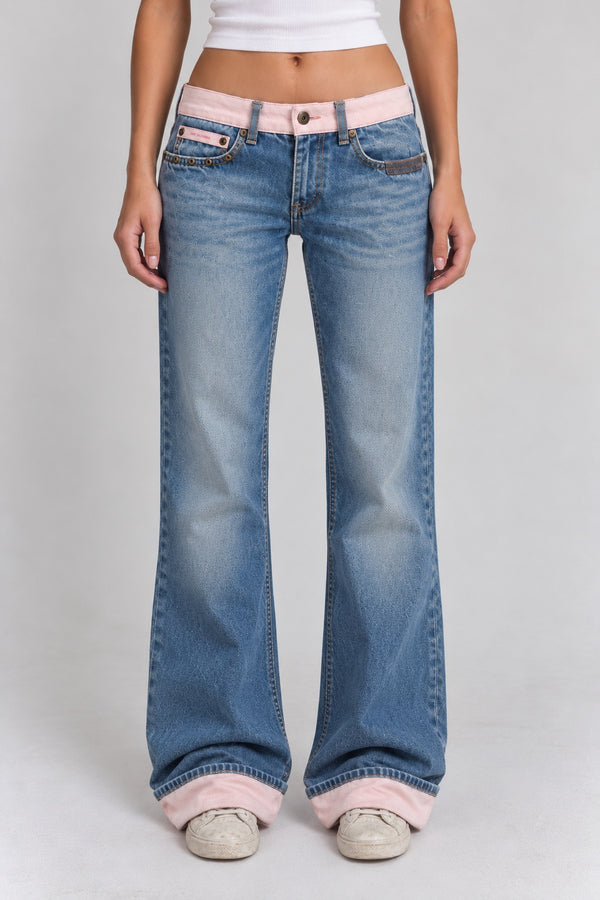 Pink Cuff Jeans