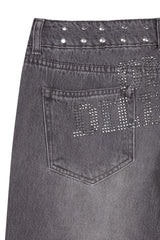 SHINY OD FLARED GREY JEANS