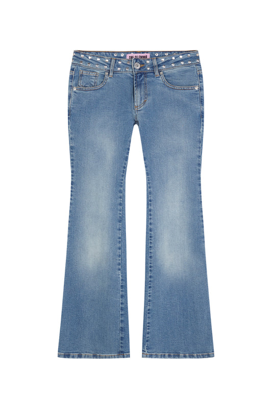 SHINY STARS FLARED BLUE JEANS