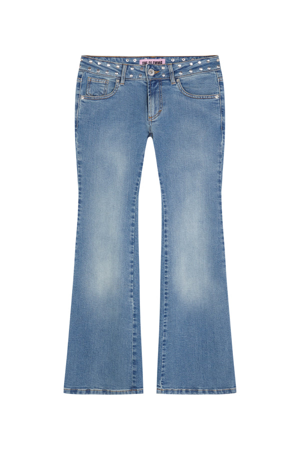 SHINY STARS FLARED BLUE JEANS