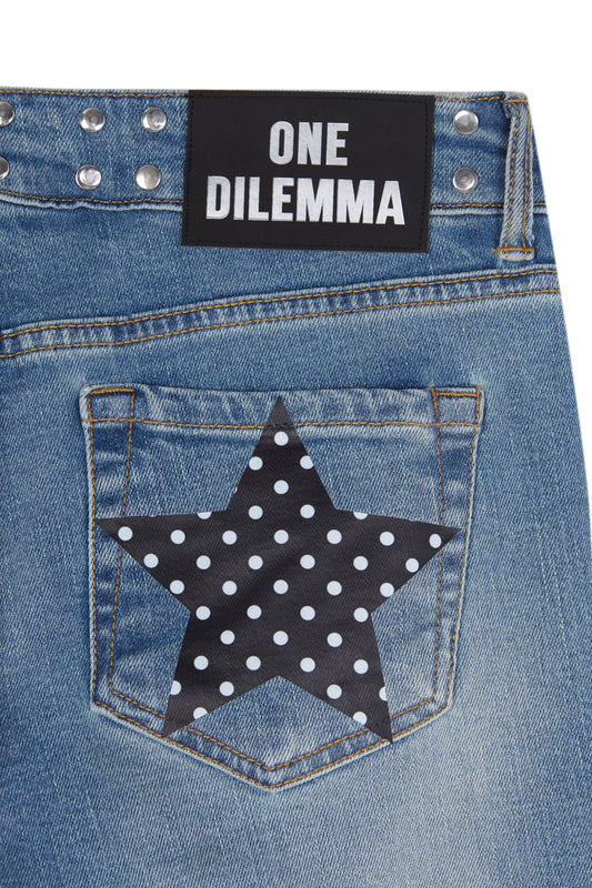 POLKA STARS FLARED BLUE JEANS