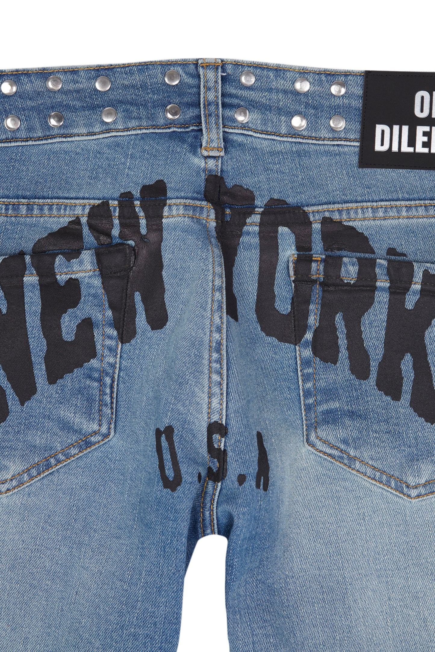 NEW YORK PRINT FLARED BLUE JEANS