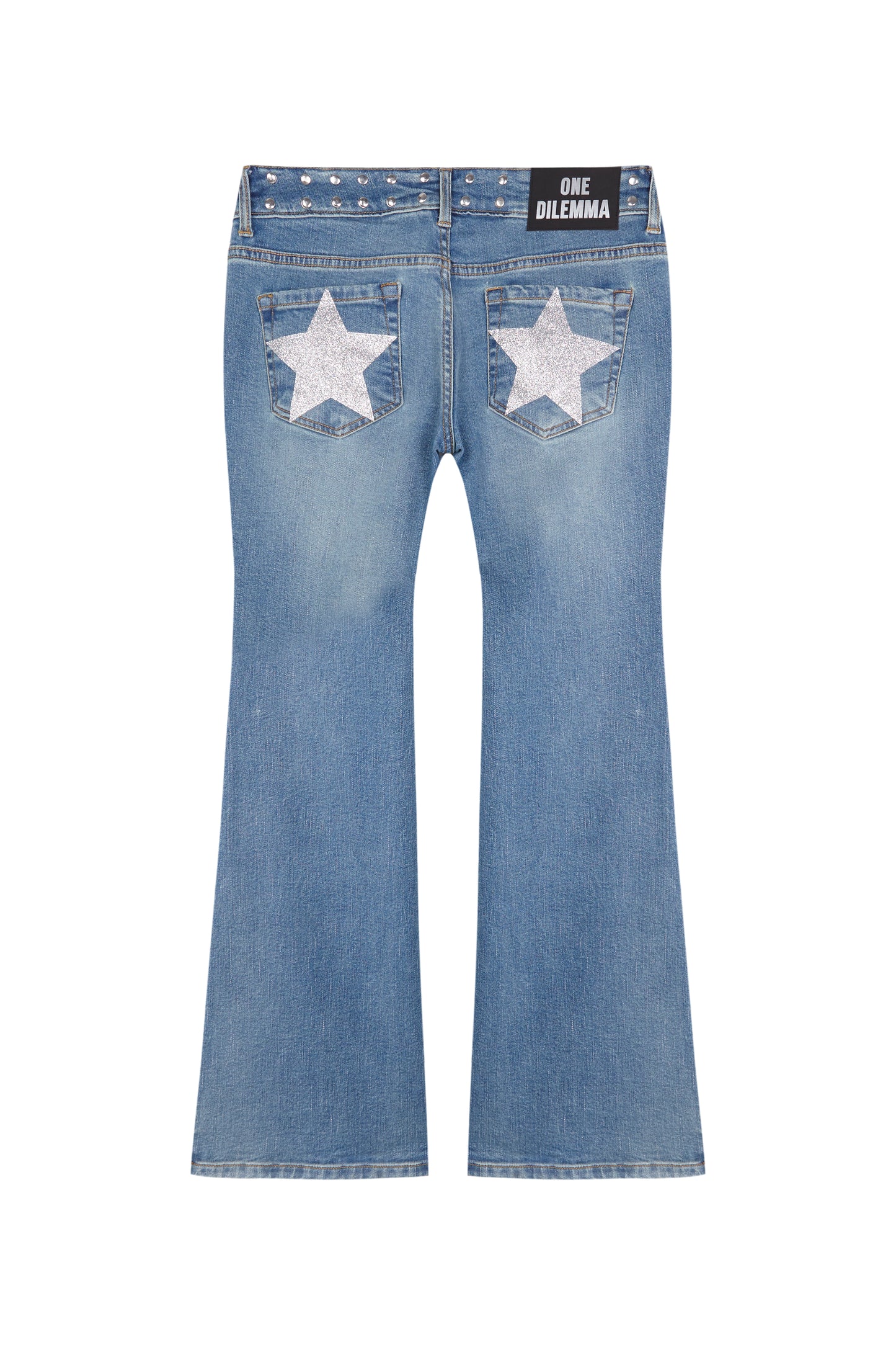 SHINY STARS FLARED BLUE JEANS