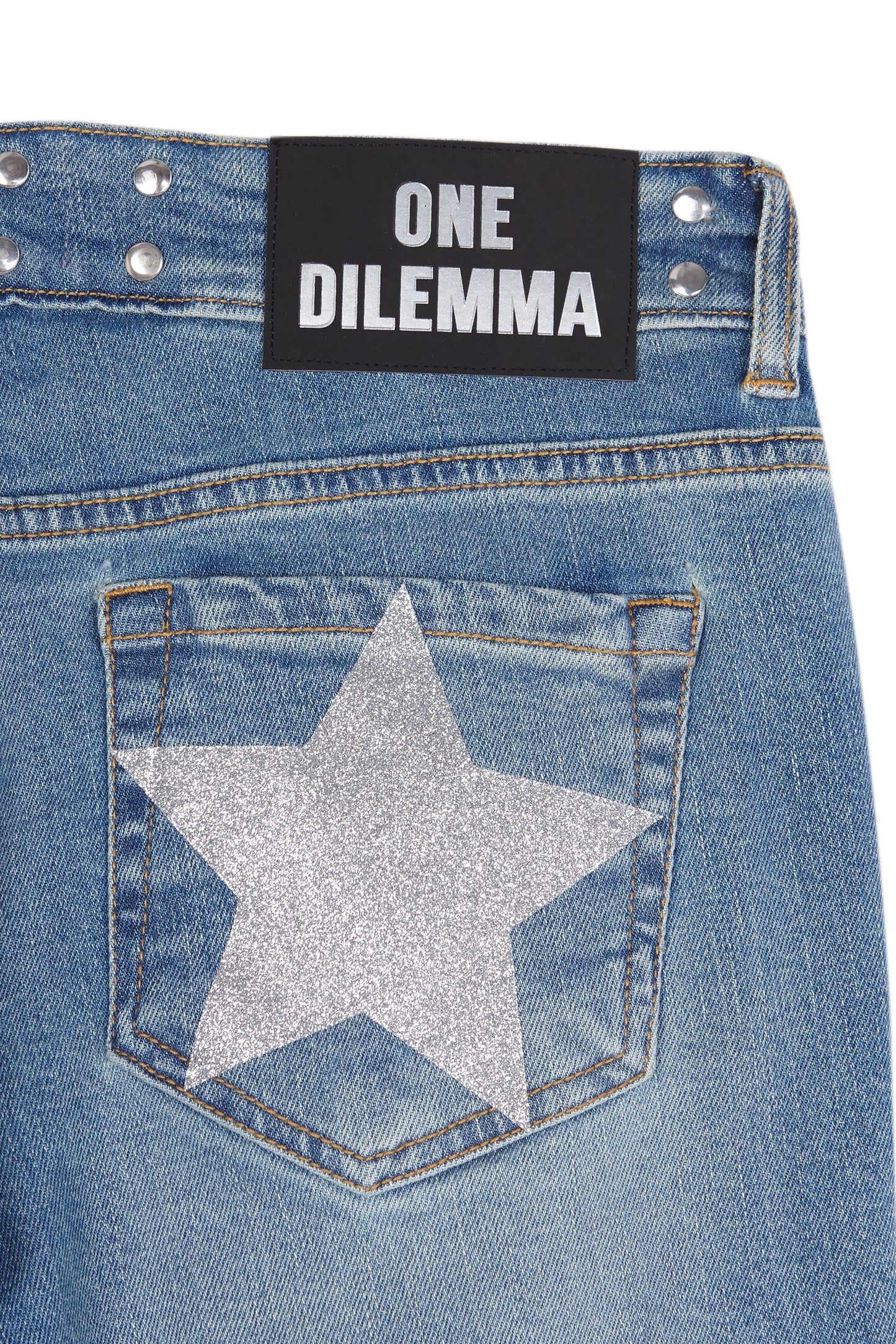 SHINY STARS FLARED BLUE JEANS