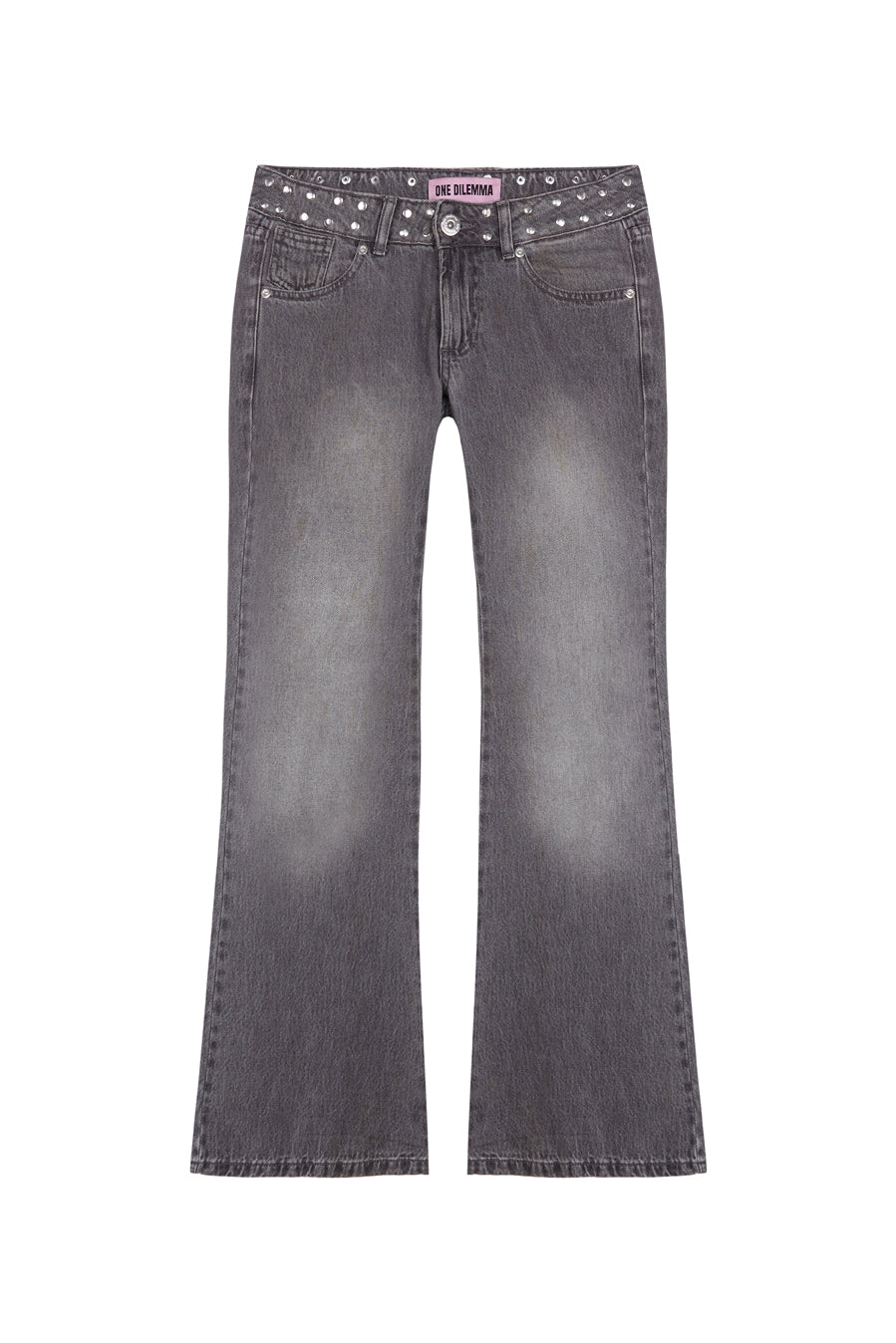 PRINT STARS FLARED GREY JEANS