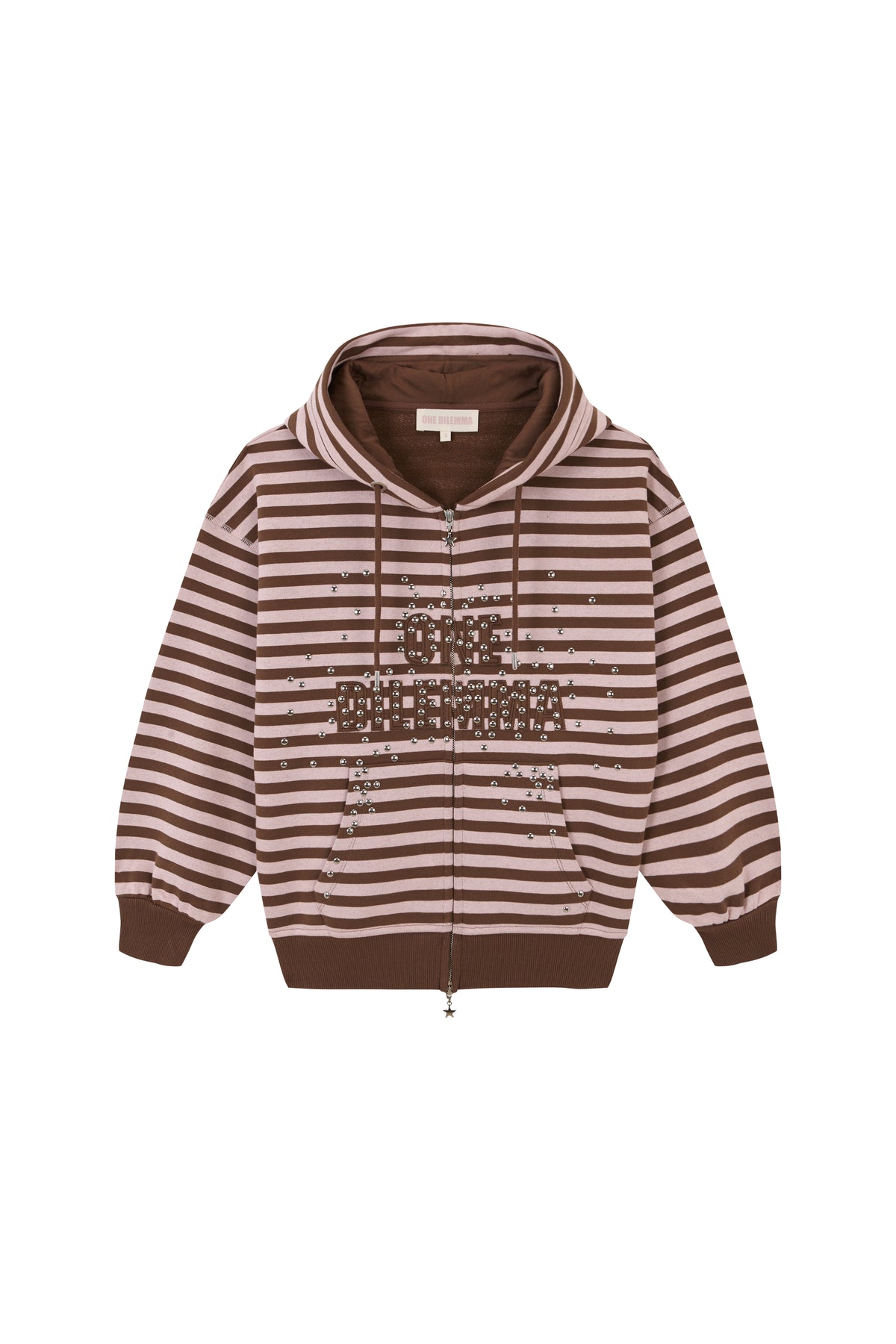 Chaos Brown Striped Zipper Hoodie