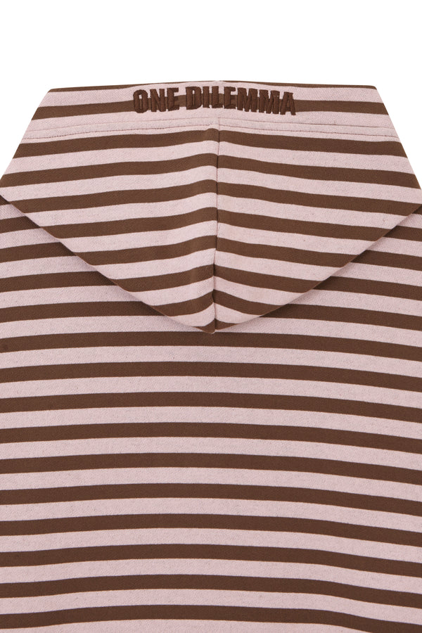 Chaos Brown Striped Zipper Hoodie