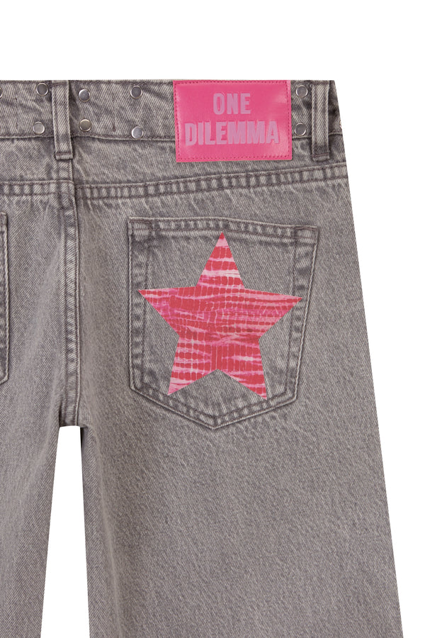 Faded Pink Star Jeans